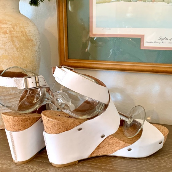Lucky Brand NWOT white cork Wedges NWOT Moran Proseco Size 9 1/2 - Picture 4 of 10